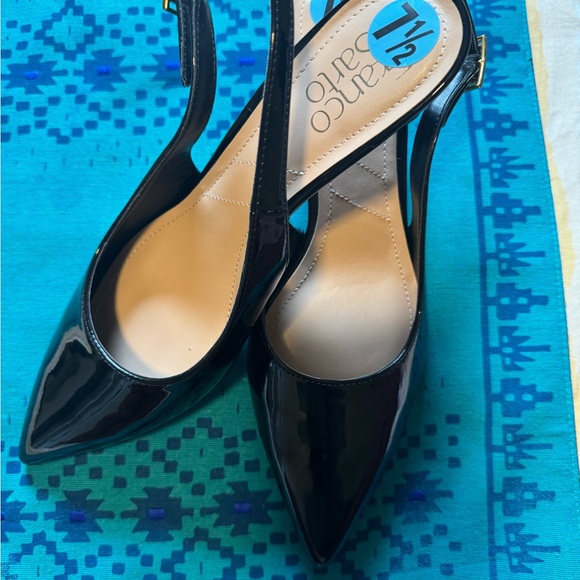 Franco Sarto Glossy Black Slingback Heels - Picture 2 of 6